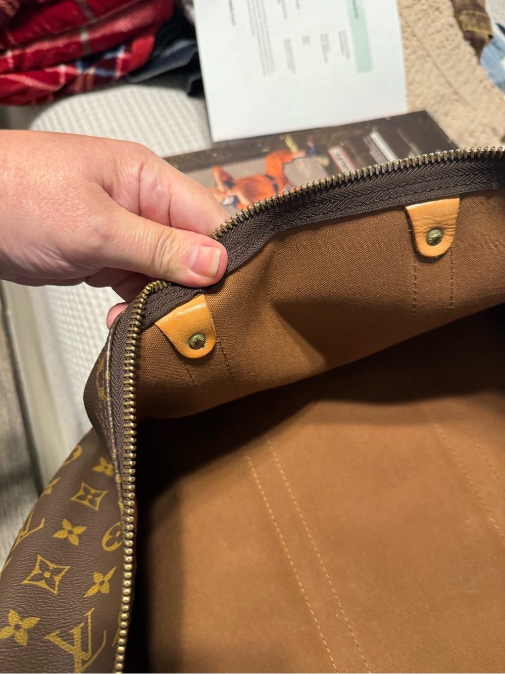 Louis Vuitton Brown Monogram Canvas Keepall with Certificate of Authenticity - Picture 10 of 13